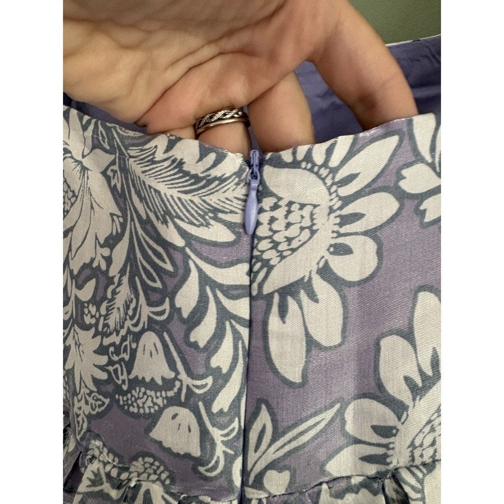 Storia Day Dreamer Puff Dress Women's‎ M Purple White Floral Square Neck Mini - Picture 6 of 8